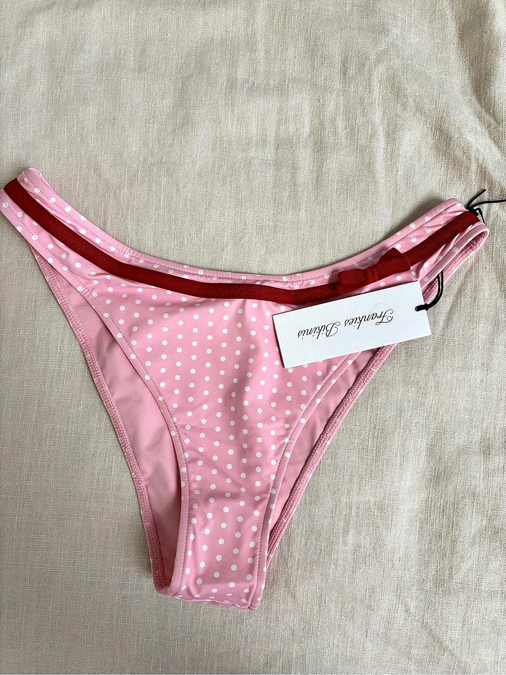 Frankies Bikinis Dove Bikini Bottom Polka Dot Bikini Bottom in Large